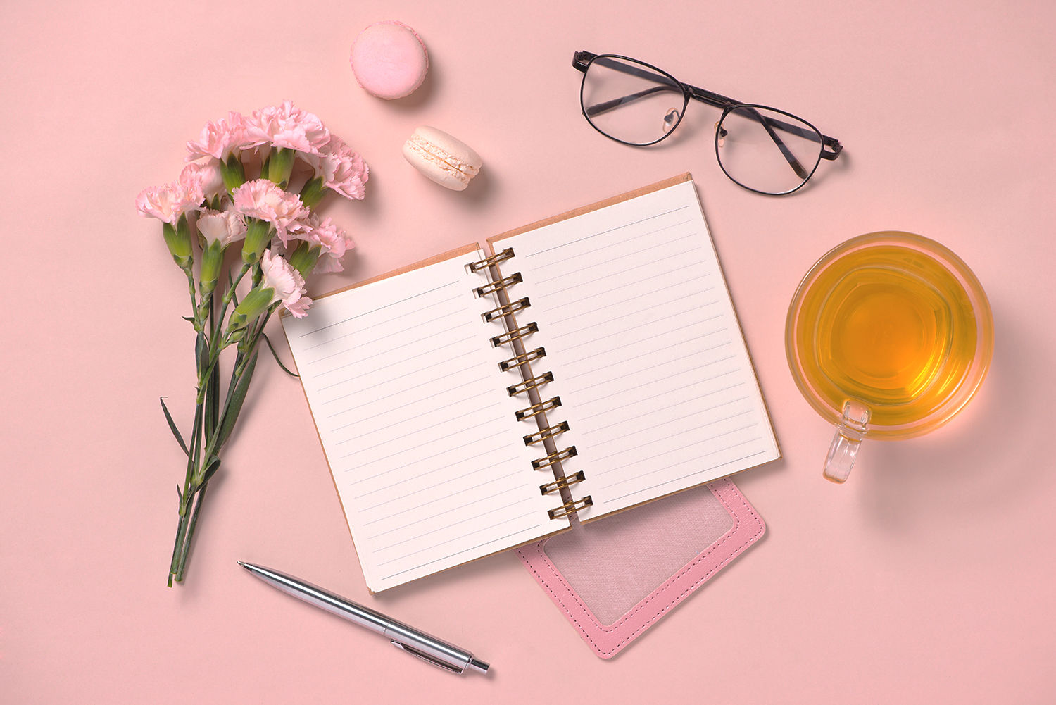 Woman desktop elegant. Flat lay. Mock up for artwork